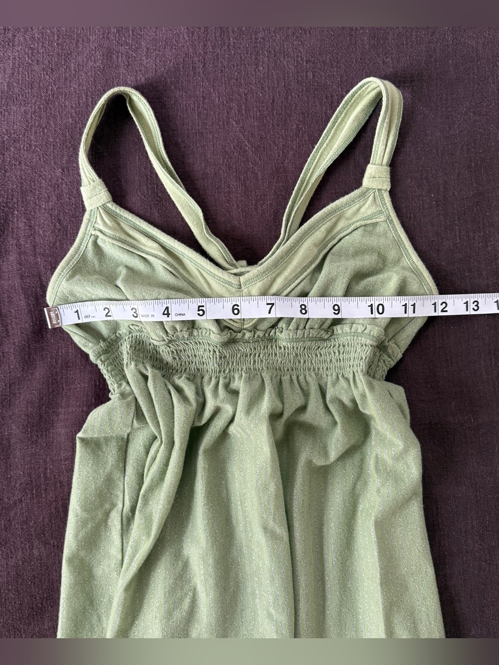 Hollister Y2K Sage Green Shimmer Tie Back Babydoll Tank XS - Picture 9 of 11